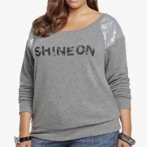 Torrid Gray Silver Sequin Black Shine On Sweatshirt Plus